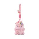 Chaveiro de pelúcia rosa com chapéu de crochê e trevo de 8,5 cm