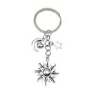 Chaveiro de prata estiloso Sun, Moon & Star
