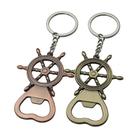 Chaveiro de roda de navio náutico em liga de zinco com abridor de garrafas Chaveiro de roda de navio náutico em liga de zinco com abridor de garrafas