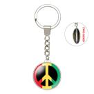 Chaveiro de sinal de paz, pingente de cristal de dupla face, chaveiro pingente