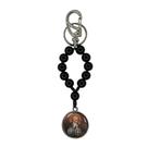 Chaveiro Dezena de São Bento com Mosquete em Metal - Pérola Preta - 10mm