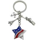 Chaveiro Dia da Independência dos EUA Estrela da Bandeira Americana com Eiffel