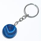 Chaveiro Disco Agata Azul 24mm Pedra Natural Prateado