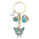 Chaveiro Elegante Flor de Coração de Borboleta com Detalhe de Pérola