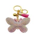 Chaveiro Estiloso com Strass e Couro Formato Borboleta