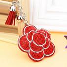 Chaveiro Estiloso com Strass e Couro Formato Flor