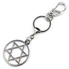 Chaveiro Estrela de Davi Aro 14 cm em Metal Niquel