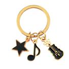 Chaveiro: estrela inspirada na música, nota musical e guitarra em liga de zinco