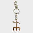 Chaveiro Exu Tridente Dourado Em Metal Níquel 15 Cm