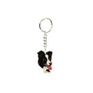 Chaveiro Heads De Metal - Border Collie Preto E Banco
