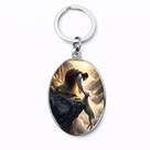 Chaveiro Jesus Image, pingente oval, vidro religioso Chaveiro Jesus Image, pingente oval, vidro religioso