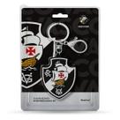 Chaveiro KazzaVip Emborrachado Oficial Escudo Time Vasco Gama Fecho Mosquetão Futebol Brasileiros Preto