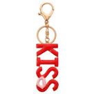 Chaveiro KISS Lip com letras vermelhas 3D com pingente labial rosa