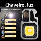 Chaveiro LED COB Recarregável - 8 Modos de Luz, Alta Lumens, Portátil para Camping
