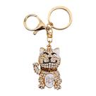 Chaveiro Maneki Gato da Sorte Metal Com Strass Branco