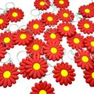 Chaveiro Margarida Vermelha 10un Lembrancinha Agricultura Lembrança Novidade Primavera Flor Flores