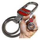 Chaveiro Metal Coca Cola Chave Carro Mosquetão Duas Argolas Metal / Cromado