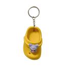 Chaveiro Mini Cartoon Clog Shoe para mulheres e homens, silicone amarelo