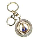 CHAVEIRO MOSQUETÃO DOURADO CÍRCULO APARECIDA STRASS santa