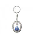 Chaveiro Nossa Senhora Aparecida Aura Oval Prateada 5.5cm
