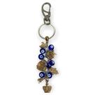 Chaveiro Olho Grego Cachos Azul Escuro e Dourado em Murano