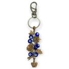 Chaveiro Olho Grego Cachos Azul Escuro e Dourado