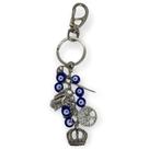 Chaveiro Olho Grego Cachos Azul Escuro em Murano 12 Cm