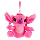 Chaveiro Pelúcia Angel Stitch Sentado Rosa 13cm - Disney