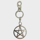 Chaveiro Pentagrama Com Circulo Metal Níquel 14 Cm