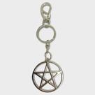 Chaveiro Pentagrama Com Circulo Metal Níquel 14 Cm