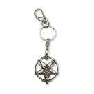 Chaveiro Pentagrama Invertido Bode Metal Níquel 13 Cm