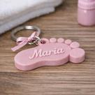 Chaveiro Pezinho Personalizado Rosa Chá De Bebe Fralda
