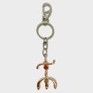 Chaveiro Pomba Gira Tridente Dourado Com Rosa 15 Cm Metal