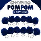 Chaveiro Pompom Pelúcia Azul Marinho - 50Mm Kit C/12 Unidades - Nybc