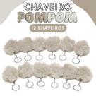 Chaveiro Pompom Pelúcia Bege Areia - 50Mm Kit C/12 Unidades - Nybc