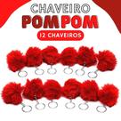 Chaveiro Pompom Pelúcia Vermelho - 50Mm Kit C/12 Unidades - Nybc