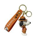 Chaveiro Snoopy com roupa de motocicleta para bolsas e chaves