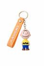 Chaveiro Snoopy PVC com pulseira de couro preta para bolsas