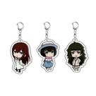 Chaveiro Steins Gate Okabe e personagens de Chibi em acrílico Chaveiro Steins Gate Okabe e personagens de Chibi em acrílico