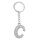Chaveiro, strass, letra C, alfabeto de metal, chaveiro