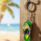 Chaveiro Temático Lembrança Chinelo Bandeira do Brasil Metal 6cm Brinde Lembrancinha - RE-002-M