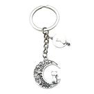 Chaveiro vintage Crescent Moon Cat Backward Design