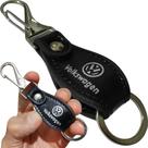 Chaveiro Volkswagen Couro Preto Metal Mosquetão Acessório Chave Carro Luxo Presente