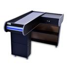 Check Out 140 Dark Artlux Corredor Inox Padrão Faixa Azul Check Out 140 Dark Artlux Corredor Inox Padrão Faixa Azul
