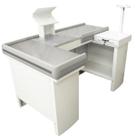 Checkout Leve Balcão De Comercio Bilateral Mesa Reta Com Kit Innal Branco Perfil Cinza