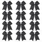 Cheer Bows CEELGON Black Glitter com strass, 20 cm, 12 unidades