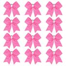 Cheer Bows CEELGON Pink Glitter com strass, 20 cm, 12 unidades