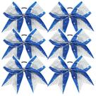Cheer Bows DEEKA, 8 polegadas, glitter, azul real/branco, 6 unidades