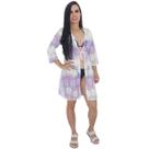 Chemise Curta Saída De Praia Manga 3/4 Com Cinto Ajustável Chemise Curta Saída De Praia Manga 3/4 Com Cinto Ajustável