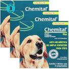 Chemital Plus Com4 Comprimidos ChemitecVermífugo Para Cães Kit Com 3 Cx